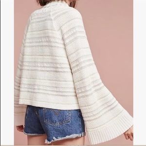 Anthropologie cream knit open front cardigan
